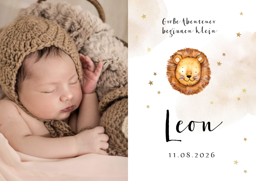 Geburtskarten - Danksagung Geburt Foto & kleiner Löwe