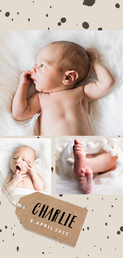 Geburtskarten - Danksagung Geburt Fotocollage Kleckse braun