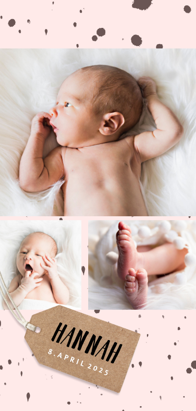 Geburtskarten - Danksagung Geburt Fotocollage Kleckse rosa