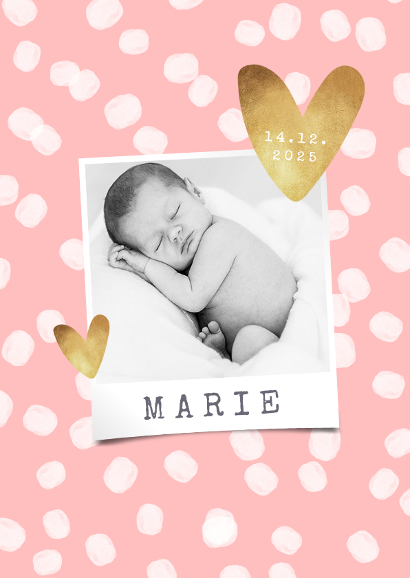 Geburtskarten - Danksagung Geburt Fotos und Tupfen rosa