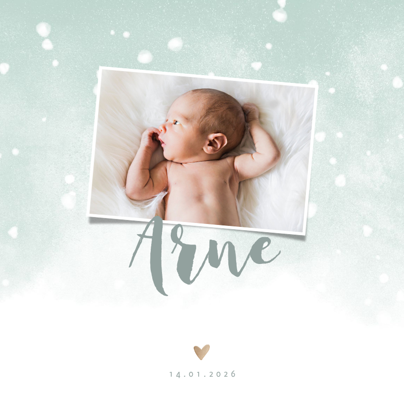 Geburtskarten - Danksagung Geburt grün eigenes Foto & Schnee