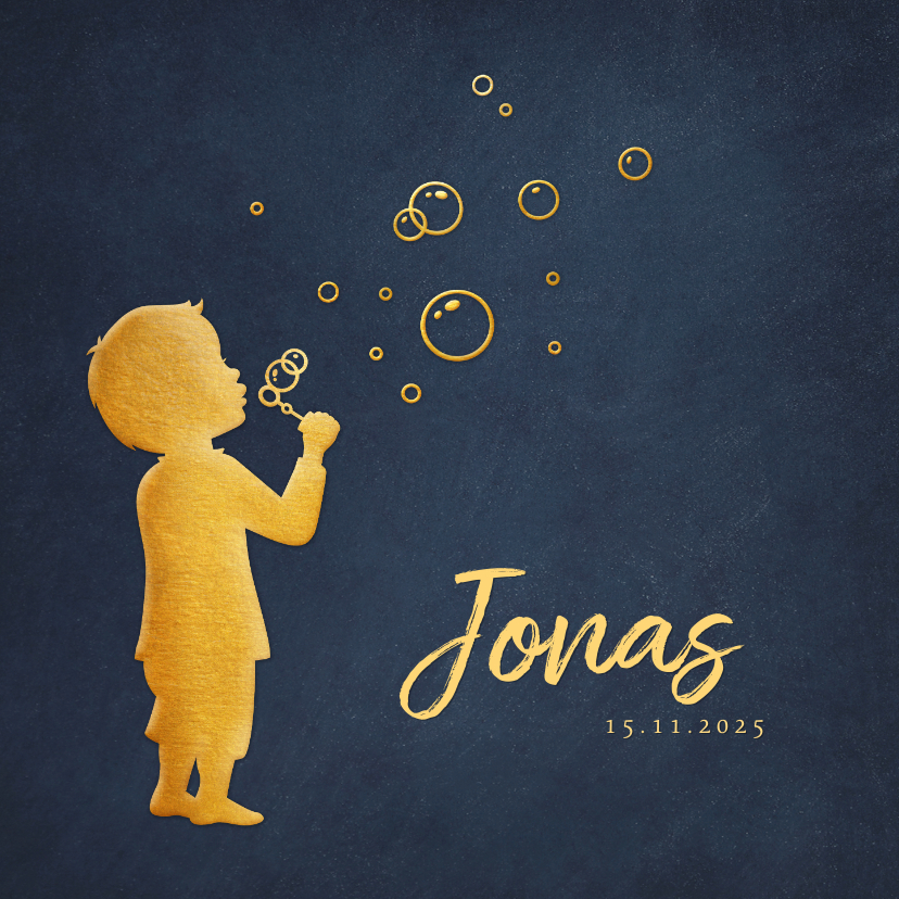 Geburtskarten - Danksagung Geburt Junge Silhouette mit Seifenblasen