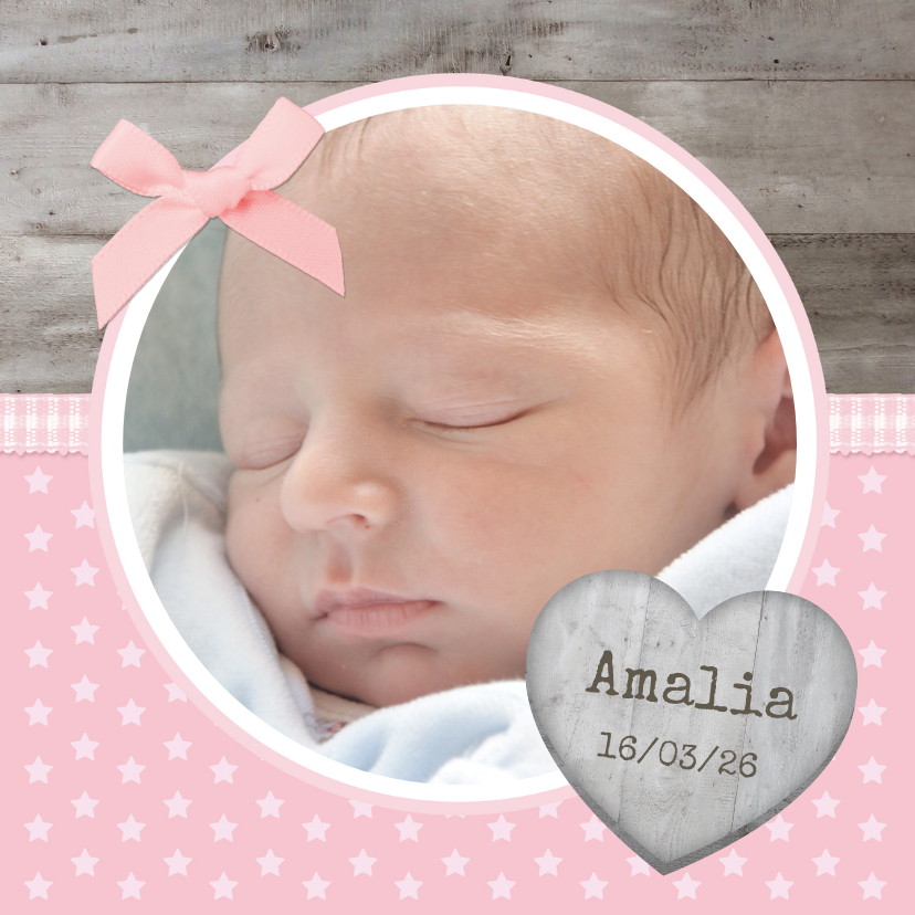 Geburtskarten - Danksagung Geburt klassisch Fotos und Schleife