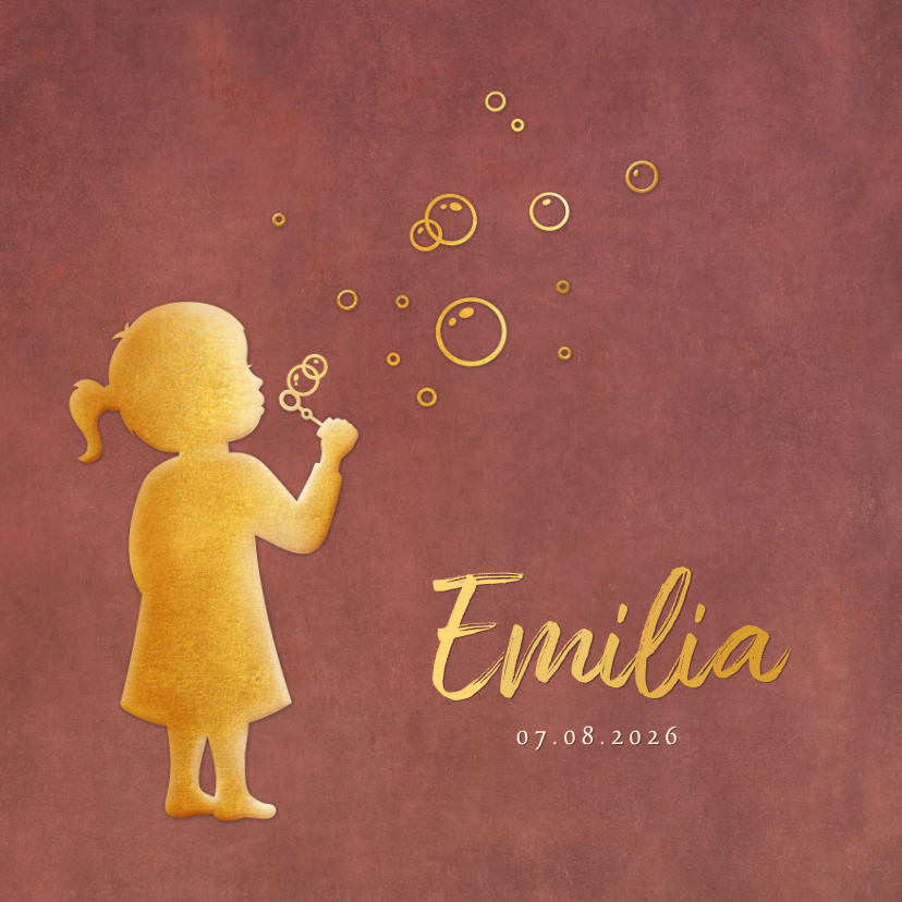 Danksagung Geburt Mädchen Silhouette mit Seifenblasen - Geburtskarten Geburtskarten - Danksagung Geburt Mädchen Silhouette mit Seifenblasen