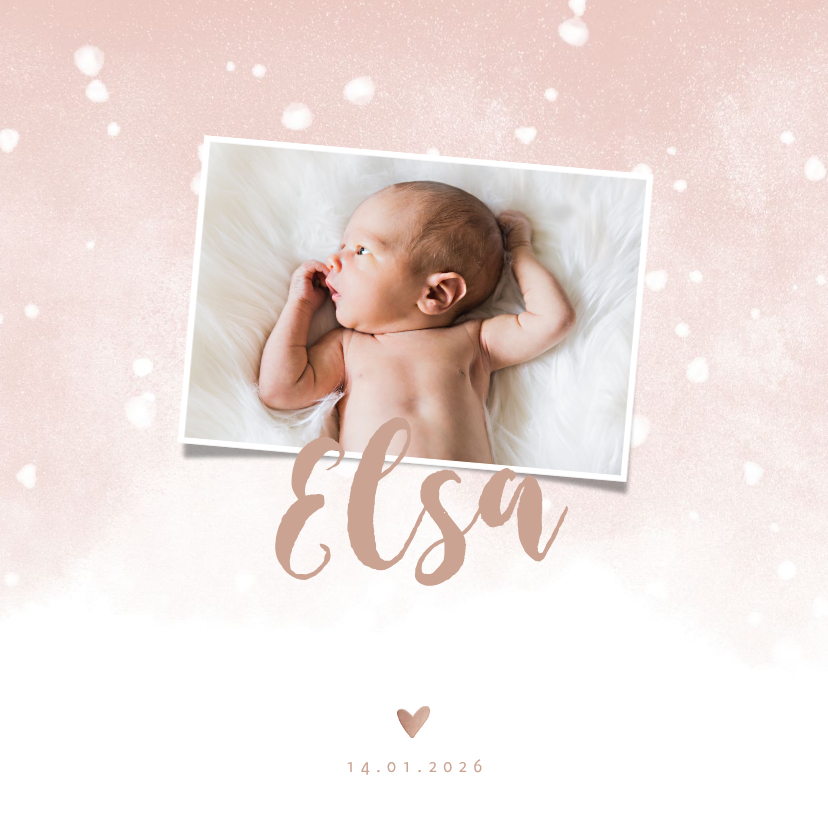 Geburtskarten - Danksagung Geburt rosa eigenes Foto & Schnee