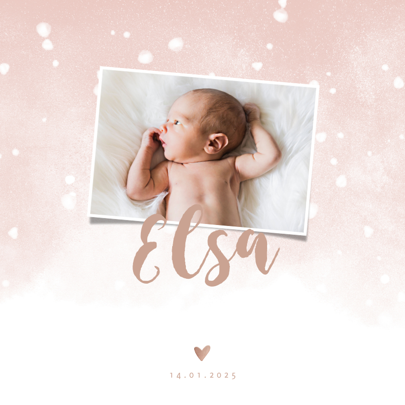 Geburtskarten - Danksagung Geburt rosa eigenes Foto & Schnee