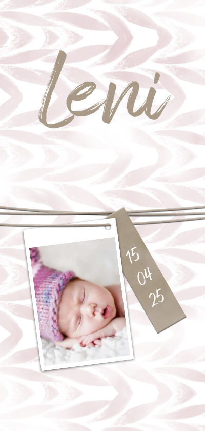 Geburtskarten - Danksagung Geburt rosé Foto Anhänger mit Schnur