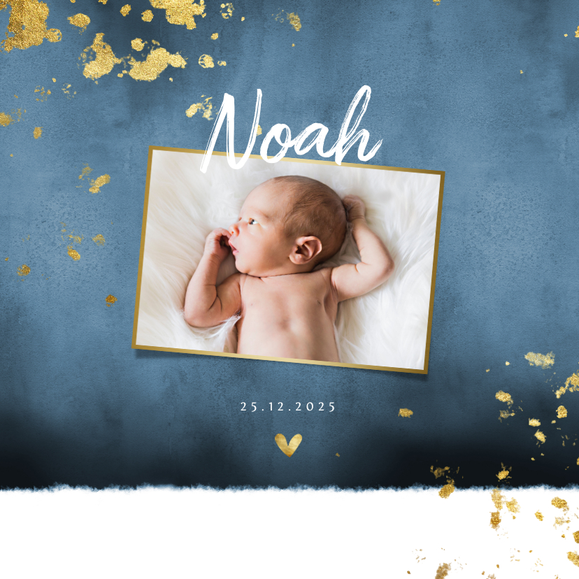 Geburtskarten - Danksagung zur Geburt dunkelblau Fotos Goldlook