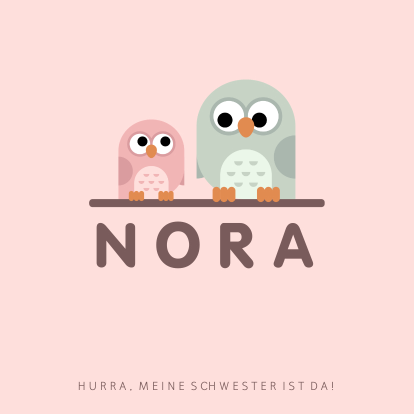 Danksagung zur Geburt Eulengeschwister Schwester Foto innen - Geburtskarten Geburtskarten - Danksagung zur Geburt Eulengeschwister Schwester Foto innen