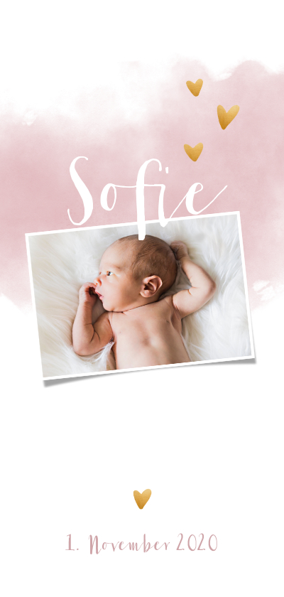 Geburtskarten - Danksagung zur Geburt Foto Aquarelloptik rosa