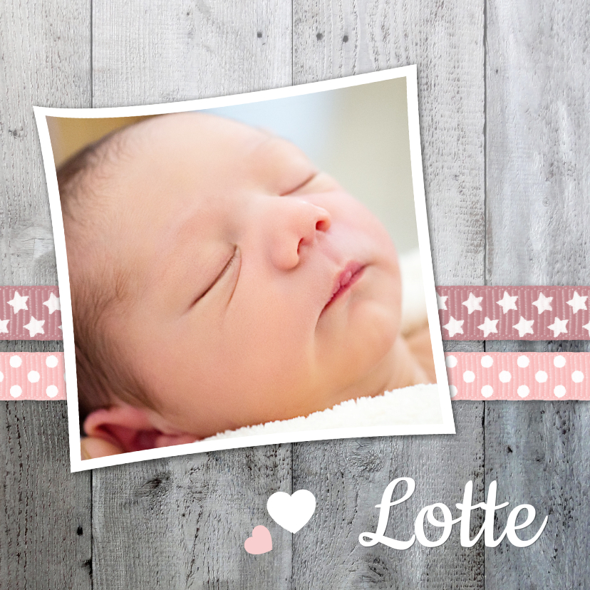 Geburtskarten - Danksagung zur Geburt Foto und Herzen rosa