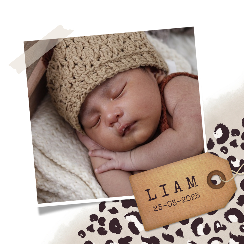 Geburtskarten - Danksagung zur Geburt Fotos, Anhänger & Leopardenprint