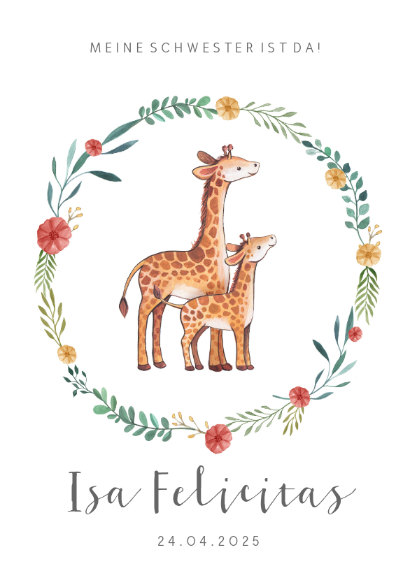 Danksagung zur Geburt große & kleine Giraffe Foto innen - Geburtskarten Geburtskarten - Danksagung zur Geburt große & kleine Giraffe Foto innen