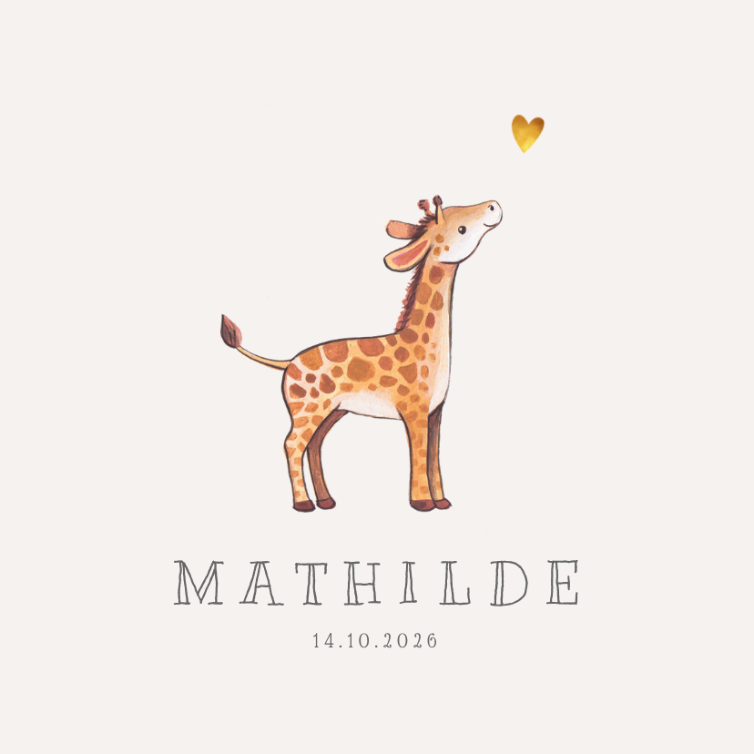 Geburtskarten - Danksagung zur Geburt kleine Giraffe Foto Innenseite