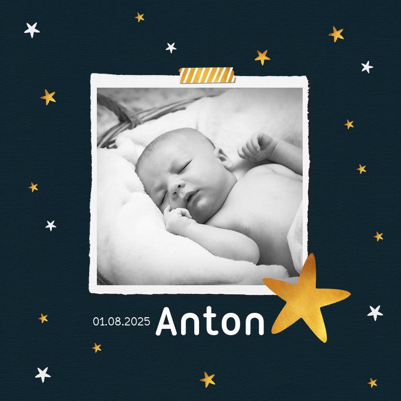 Geburtskarten - Danksagung zur Geburt mit Foto und Sternen