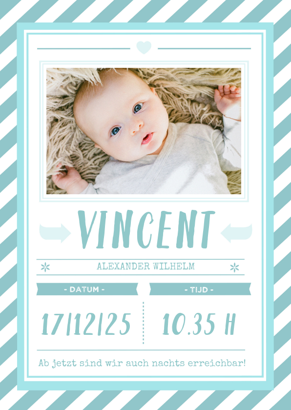 Geburtskarten - Danksagung zur Geburt Poster grafisch blau mit Foto