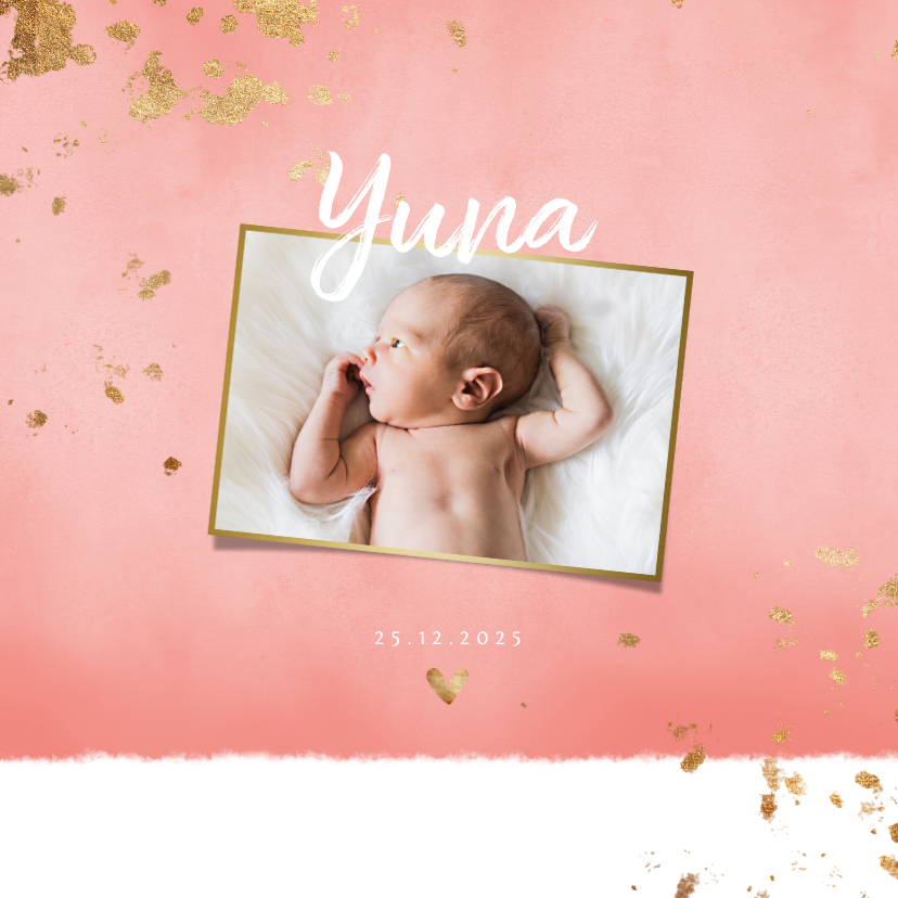Geburtskarten - Danksagung zur Geburt rosa Fotos Goldlook