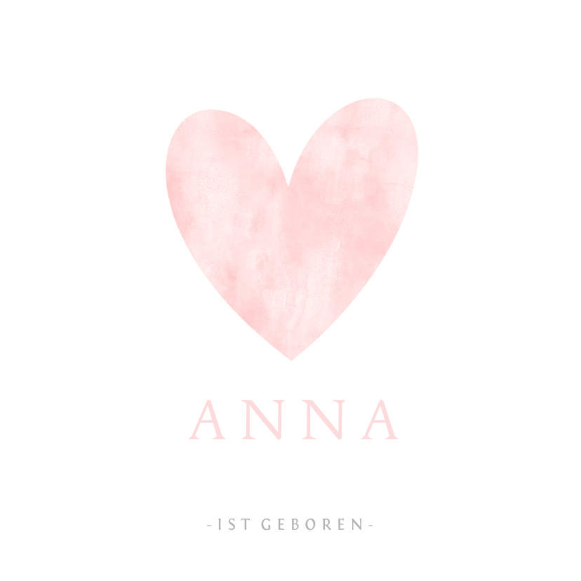 Danksagung zur Geburt rosa Herz Aquarelloptik Foto innen - Geburtskarten Geburtskarten - Danksagung zur Geburt rosa Herz Aquarelloptik Foto innen