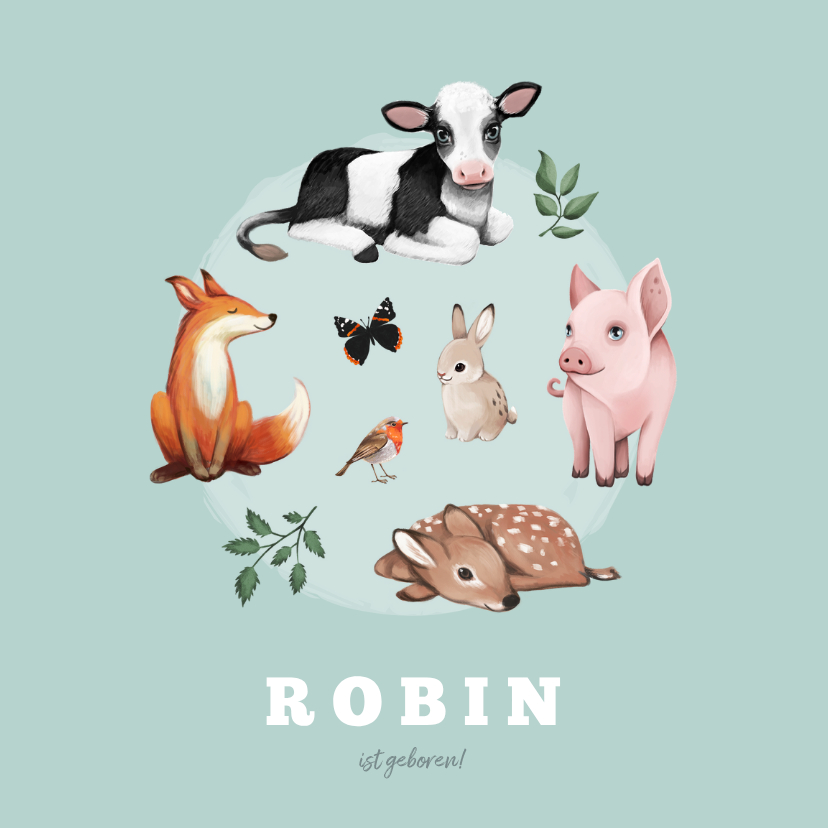 Danksagung zur Geburt Tiere Junge/Mädchen Foto innen - Geburtskarten Geburtskarten - Danksagung zur Geburt Tiere Junge/Mädchen Foto innen