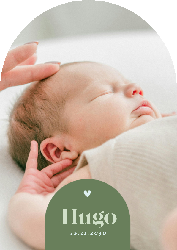 Foto-Geburtskarte Bogen grafisch grün kleines Herz - Geburtskarten Geburtskarten - Foto-Geburtskarte Bogen grafisch grün kleines Herz