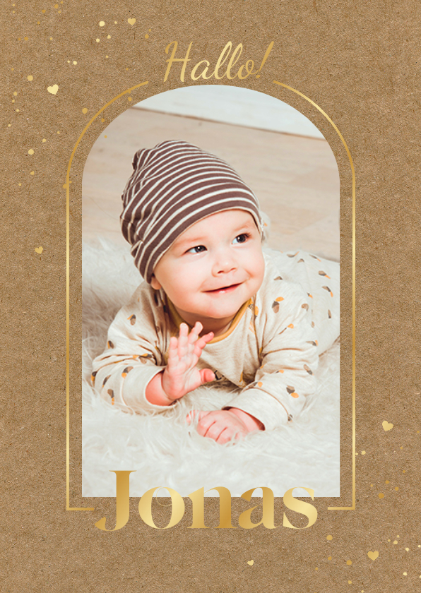 Geburtskarten - Foto-Geburtskarte Kraftpapier & Gold