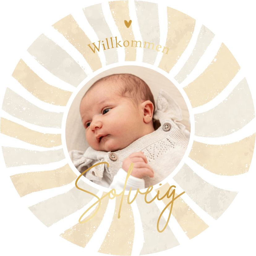Foto-Geburtskarte Sonne mit Goldschrift - Geburtskarten Geburtskarten - Foto-Geburtskarte Sonne mit Goldschrift