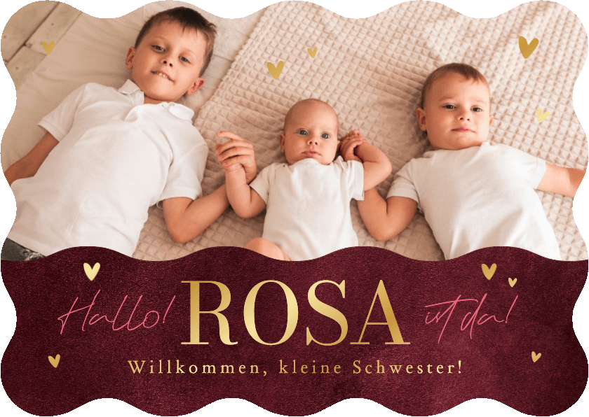 Foto-Geburtskarte Wellenlinien & Goldschrift - Geburtskarten Geburtskarten - Foto-Geburtskarte Wellenlinien & Goldschrift