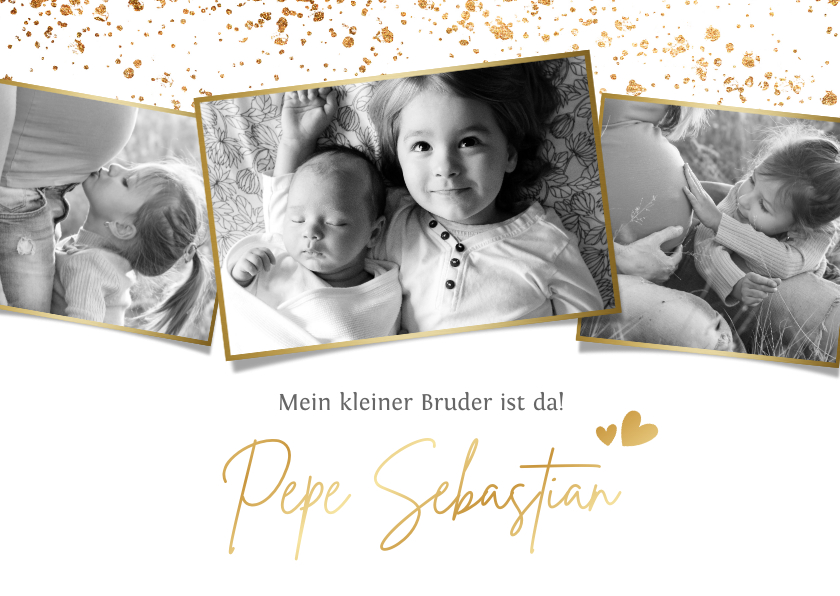 Fotocollage-Karte Geburt Geschwister - Geburtskarten Geburtskarten - Fotocollage-Karte Geburt Geschwister