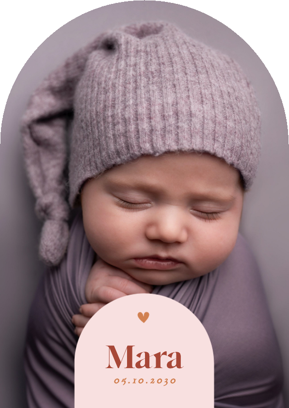 Geburtskarten - Fotokarte Bogen Geburt grafisch kleines Herz