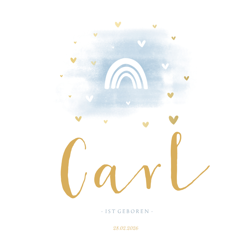 Geburtskarte Aquarell blau Regenbogen - Geburtskarten Geburtskarten - Geburtskarte Aquarell blau Regenbogen