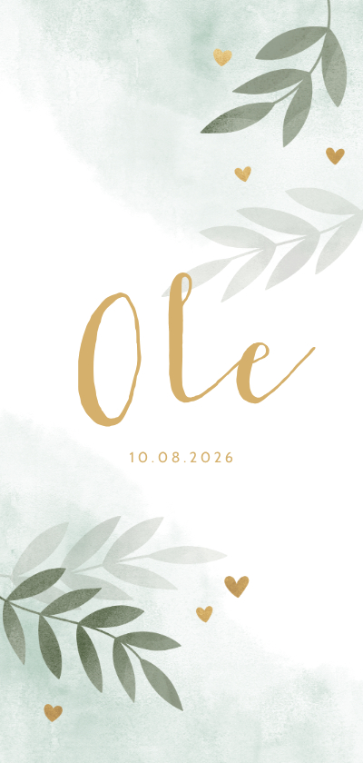 Geburtskarten - Geburtskarte botanisch & Wasserfarbe grün Foto innen