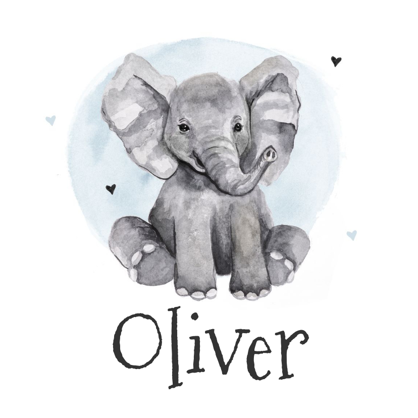 Geburtskarten - Geburtskarte Elefant Aquarell blau Foto innen