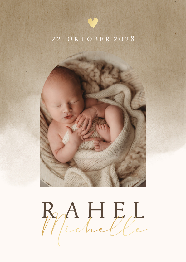 Geburtskarten - Geburtskarte Foto, Aquarell & Erdtöne