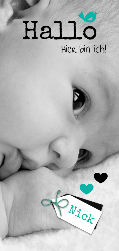 Geburtskarte Foto & Namensschild - Geburtskarten Geburtskarten - Geburtskarte Foto & Namensschild