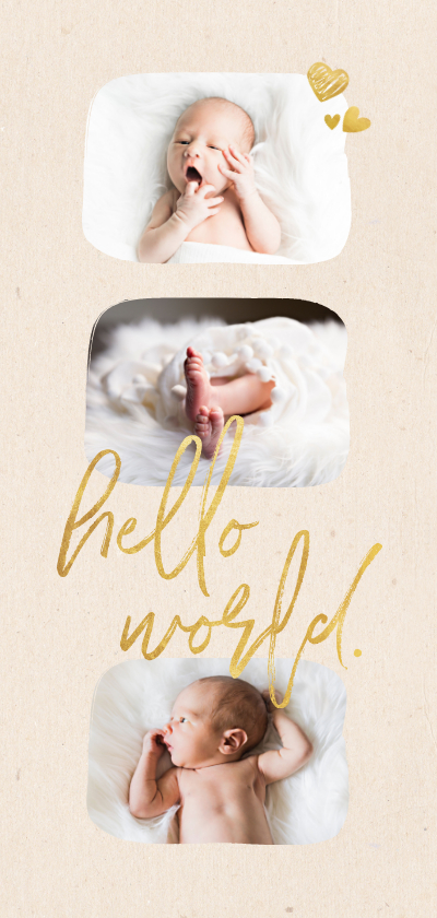 Geburtskarte Fotocollage Hello world - Geburtskarten Geburtskarten - Geburtskarte Fotocollage Hello world