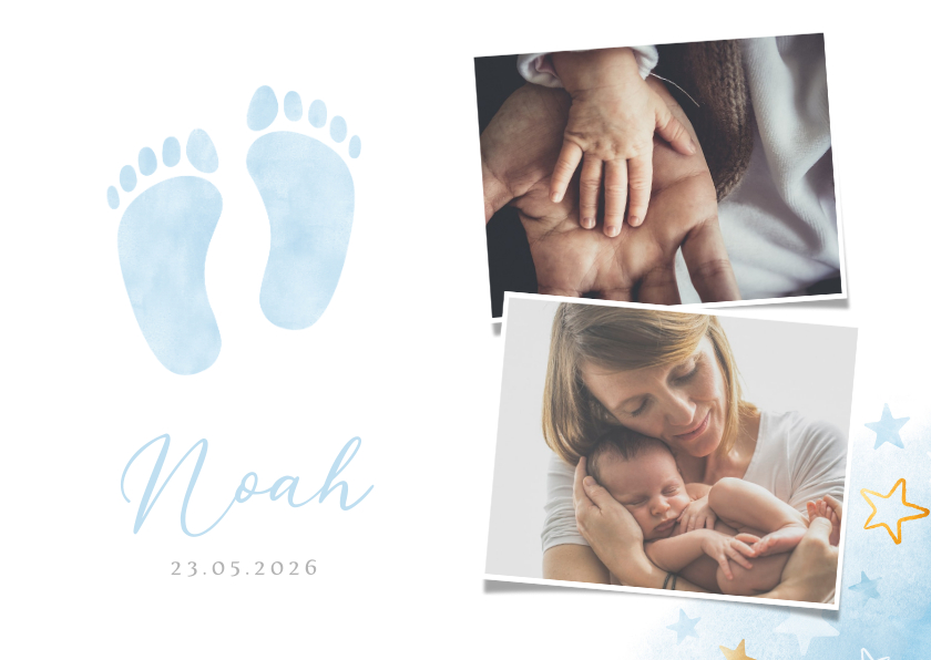 Geburtskarten - Geburtskarte Fotos & blaue Fußspuren