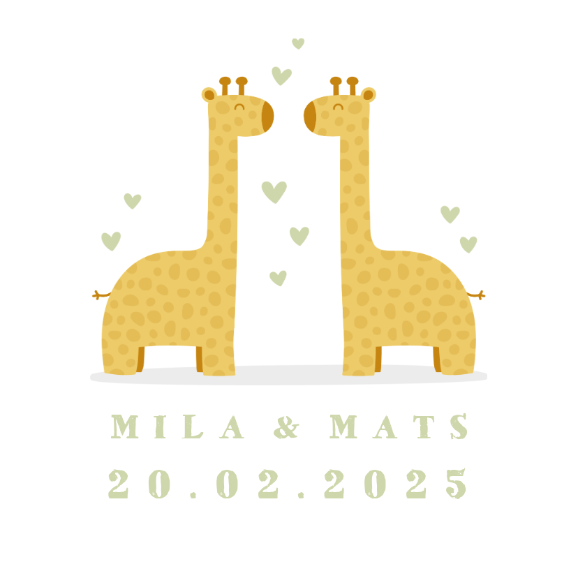Geburtskarten - Geburtskarte für Zwilling zwei Giraffen