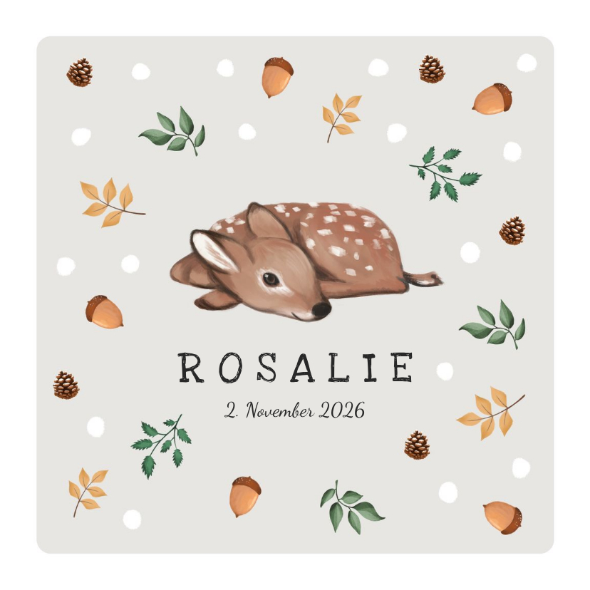 Geburtskarten - Geburtskarte Herbst-Winter kleines Reh