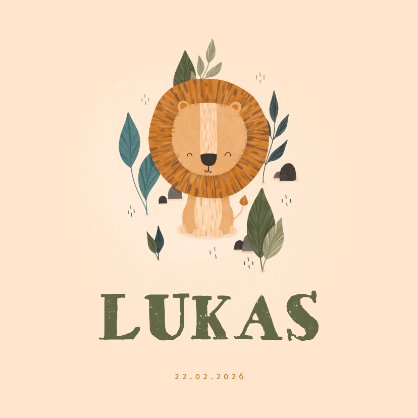 Geburtskarte Kleiner Löwe Foto innen - Geburtskarten Geburtskarten - Geburtskarte Kleiner Löwe Foto innen