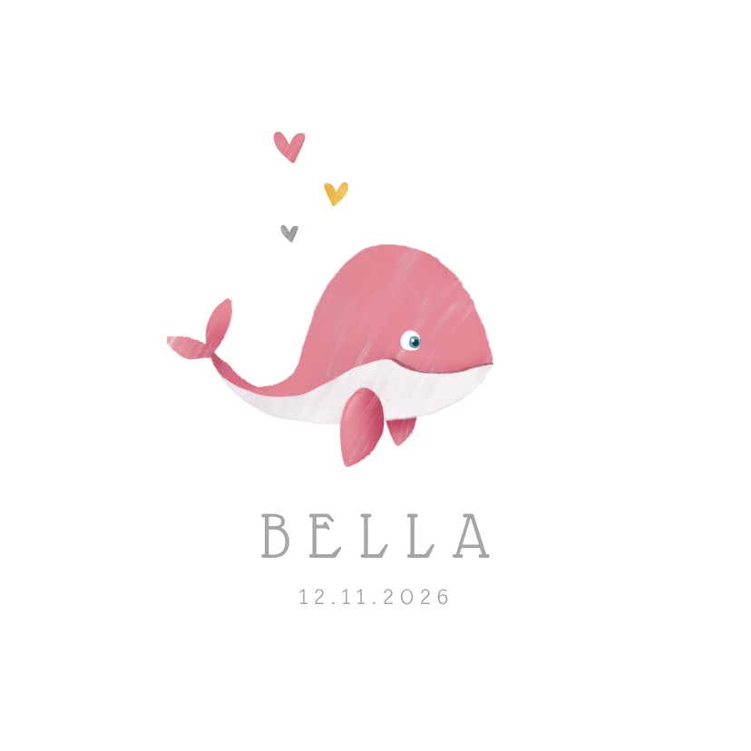Geburtskarten - Geburtskarte kleiner Wal Foto rosa innen