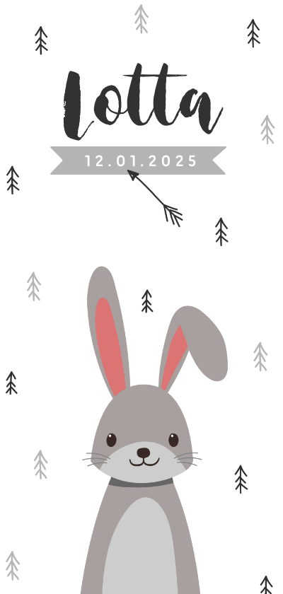 Geburtskarte mit Hase Winter - Geburtskarten Geburtskarten - Geburtskarte mit Hase Winter