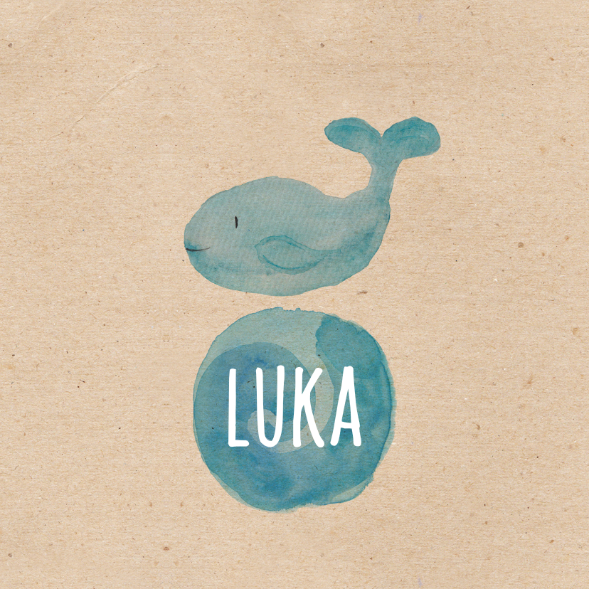Geburtskarte mit kleinem Wal Aquarell - Geburtskarten Geburtskarten - Geburtskarte mit kleinem Wal Aquarell