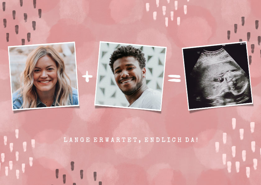 Geburtskarten - Geburtskarte rosa Fotocollage mit Ultraschallfoto