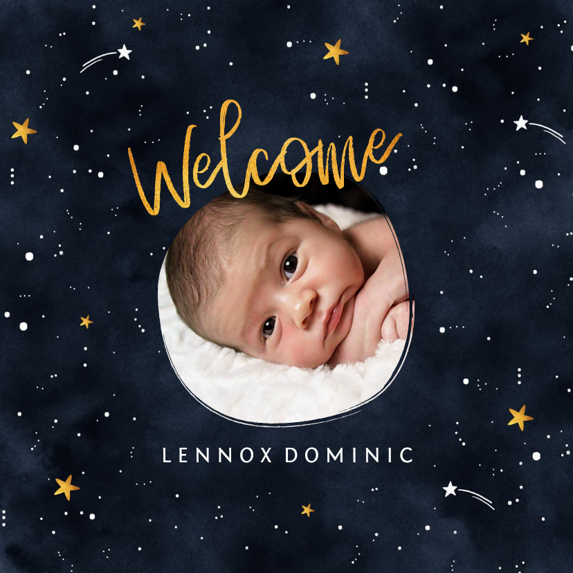 Geburtskarten - Geburtskarte Sternenhimmel mit Foto