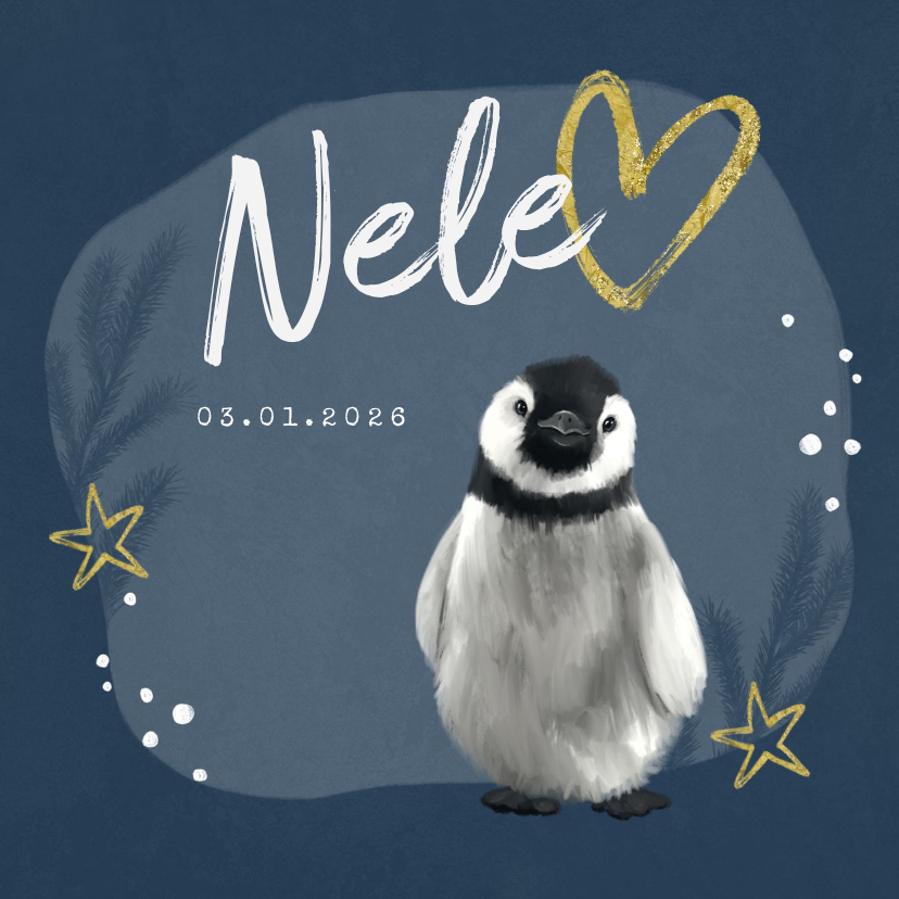 Geburtskarte winterlich kleiner Pinguin - Geburtskarten Geburtskarten - Geburtskarte winterlich kleiner Pinguin
