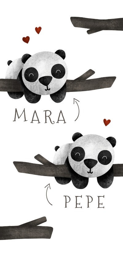 Geburtskarten - Geburtskarte Zwilling Pandabären