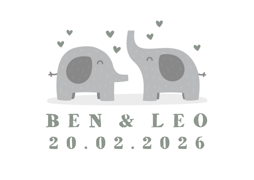Geburtskarten - Geburtskarte Zwillinge kleine Elefanten