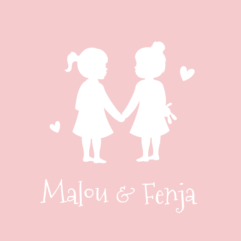 Geburtskarten - Geburtskarte Zwillinge Mädchen Scherenschnitt rosa