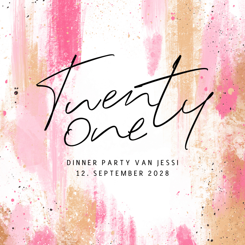 Geburtstagseinladungen - 21-Dinnerparty Einladung Pinselstriche
