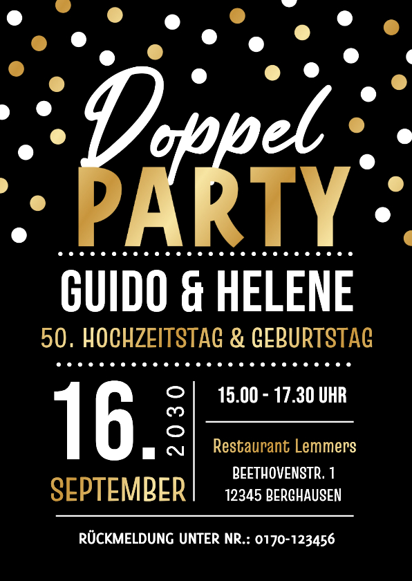 Geburtstagseinladungen - Doppelparty Konfetti im Posterlook Geburtstag Hochzeitstag
